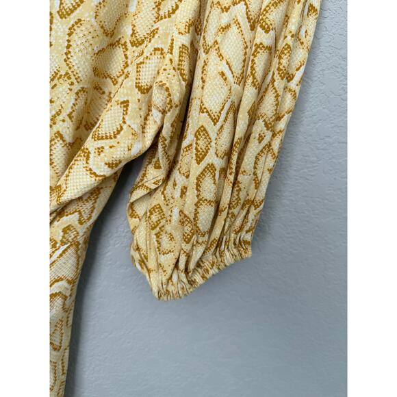 Faithful the Brand Yellow Delia Snake Print Midi Dress Size 6 Anthropologie - Picture 12 of 14